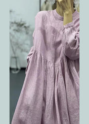 Plus Size Pink Oversized Exra Large Hem Linen Dress Spring