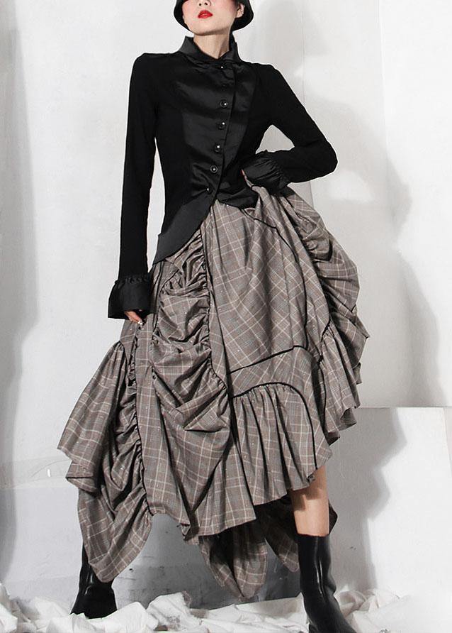 Plus Size Plaid Asymmetrical design Cinched Summer A Line Skirt - SooLinen