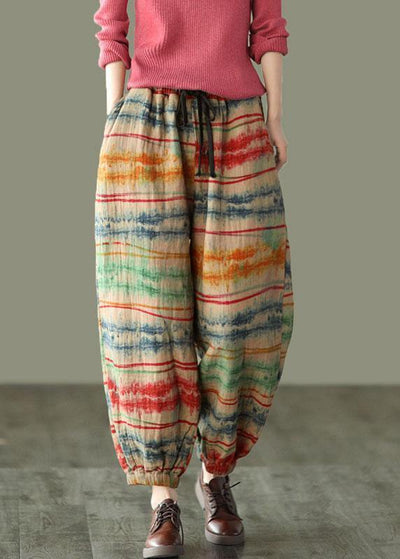 Beautiful Sunset Print Fall Linen Harem Pants-Limited Stock - SooLinen