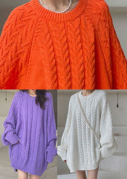 Plus Size Purple Casual Knit Sweater Dress Winter