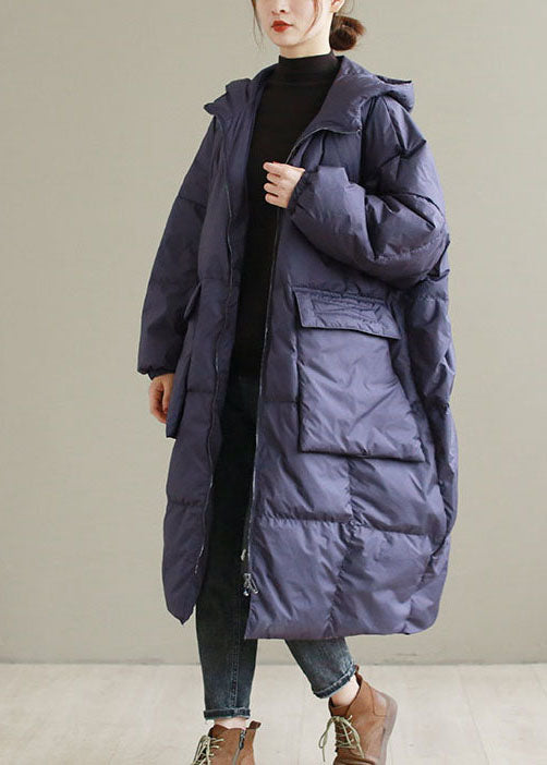 Plus Size Purple Hooded thick Duck Down Coats Winter