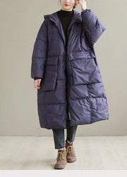 Plus Size Purple Hooded thick Duck Down Coats Winter