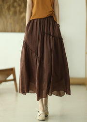 Plus Size Purple elastic waist Asymmetrical A line Skirts Spring