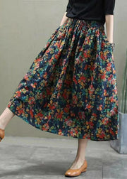 Plus Size Red elastic waist Print Cotton Skirts Spring