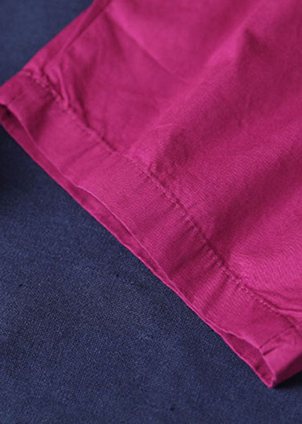 Plus Size Rose Elastische Taillentaschen Patchwork Einfarbige Haremshose aus Baumwolle Sommer