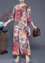 Plus Size Tie Dye Low High Design Silk Two Piece Set Women Clothing Summer