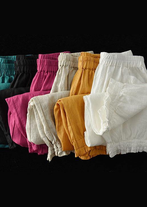 Plus Size White Pockets Harem Summer Pants Linen - SooLinen
