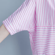 Plus Size Damen Gestreiftes Hemd Lange Oberteile T-Shirts Lässige Lose Blusen