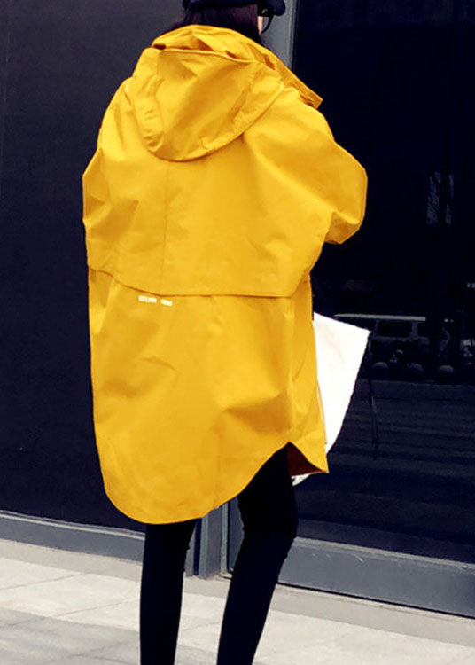 Plus Size Gelb Casual Patchwork Taschen Herbstmäntel