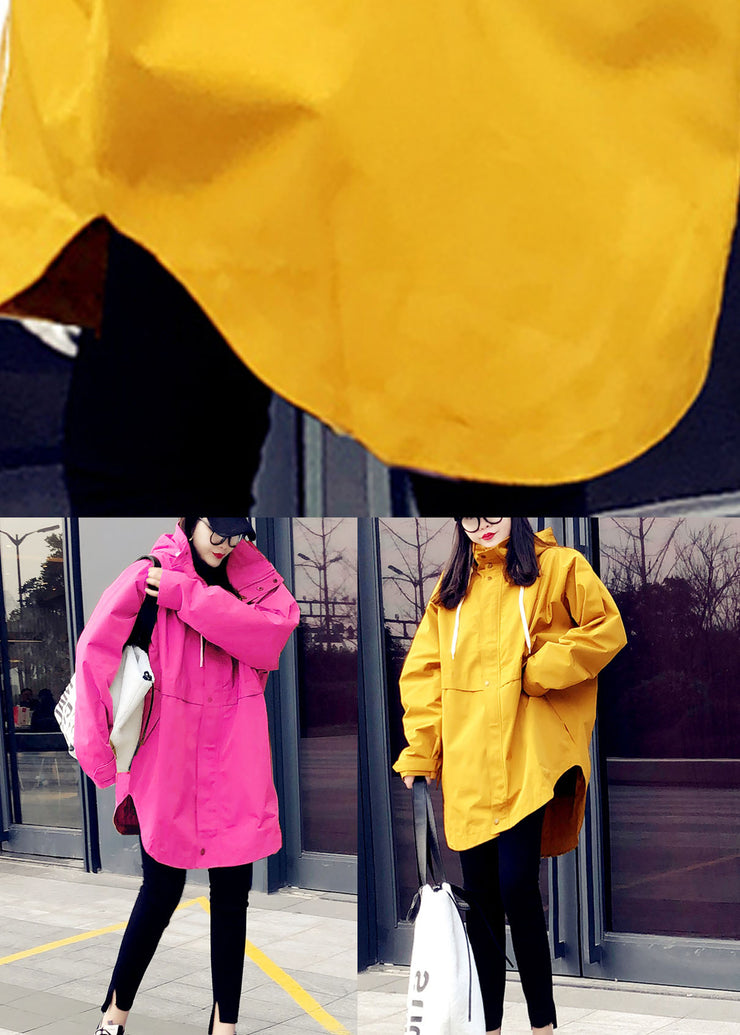 Plus Size Yellow Casual Patchwork Pockets Fall Coats