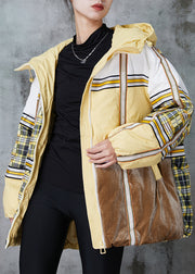 Plus Size Yellow Oversized Patchwork Duck Down Puffers Jackets Winter