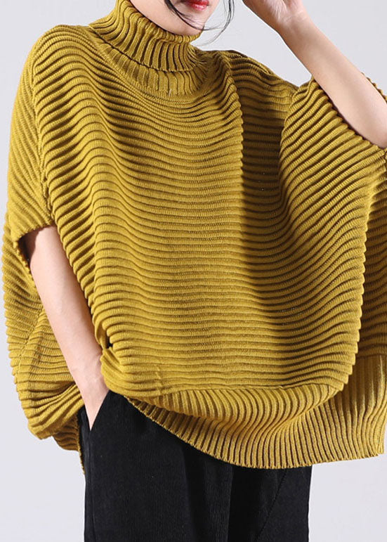Plus Size Yellow Turtle Neck Sleeveless Knit sweaters
