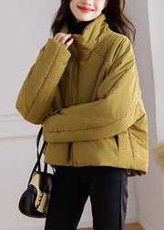 Plus Size Yellow Zip Up Pockets Patchwork Parka Winter