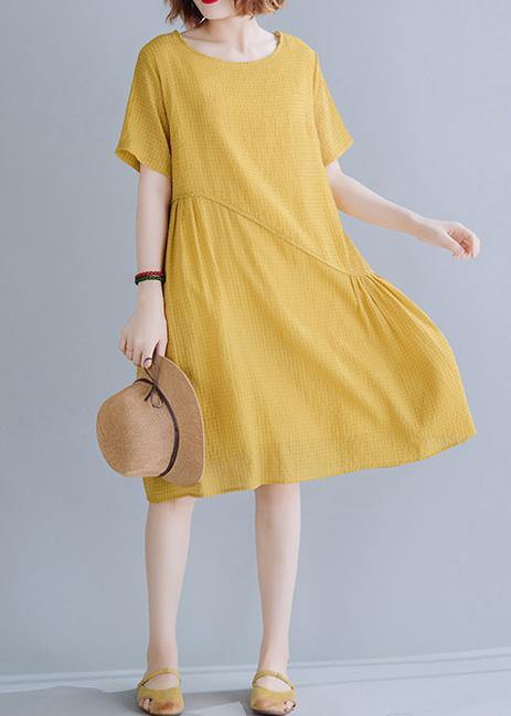 Plus Size Yellow asymmetrical design Maxi Summer Chiffon Dress - SooLinen