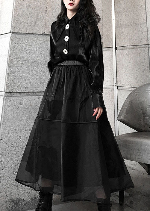 Plus Size schwarzer Tüll A-Linien-Röcke Frühling
