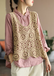 Plus Size Chocolate Hollow Out  Knit vest Sleeveless