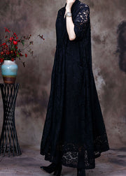 Plus size black V Neck lace Party Dress Spring