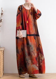 Plus size women's 2021 summer mid-length retro print dress - SooLinen