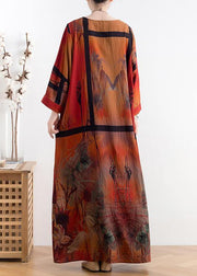 Plus size women's 2021 summer mid-length retro print dress - SooLinen