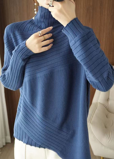 plus size blue asymmetrical solid knit sweaters spring regular price ...