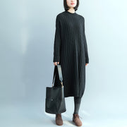 Pullover Sweater dresses Women O neck black oversized knitted dress