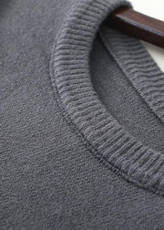 Pullover gray Sweater o neck wild Art spring knit dress - SooLinen