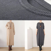 Pullover gray Sweater o neck wild Art spring knit dress - SooLinen