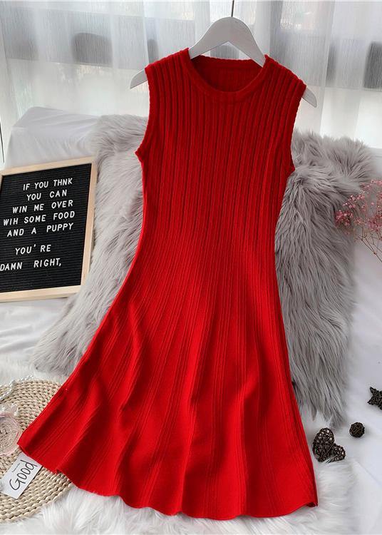 Pullover red Sweater weather DIY o neck sleeveless Funny fall sweater dresses - SooLinen