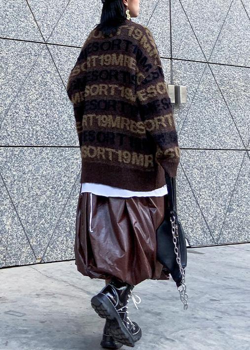 Pullover winter chocolate sweaters plus size alphabet knit blouse - SooLinen