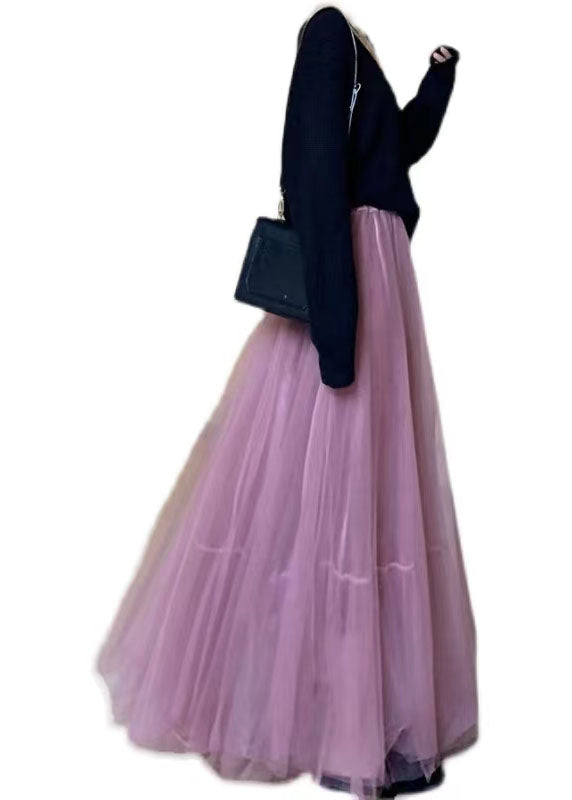 Purple Exra Large Hem Tulle Skirts Wrinkled Spring