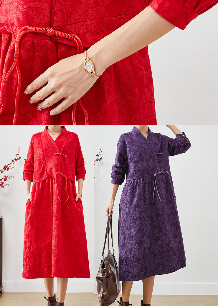 Purple Jacquard Maxi Dress Tasseled Exra Large Hem Fall