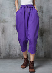 Purple Patchwork Denim Harem Pants Oversized Spring