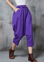 Purple Patchwork Denim Harem Pants Oversized Spring