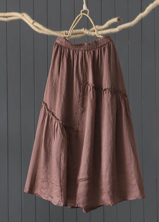 Purple Patchwork Linen Skirts Wrinkled Exra Large Hem Summer