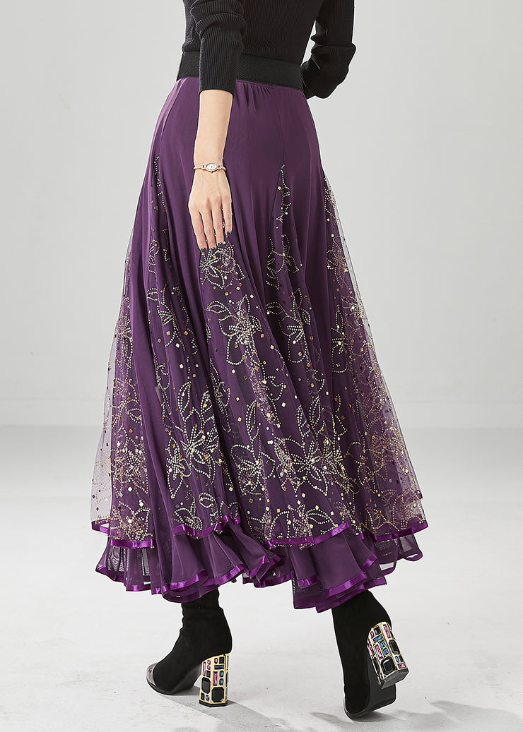 Purple Patchwork Tulle Skirts Exra Large Hem Fall