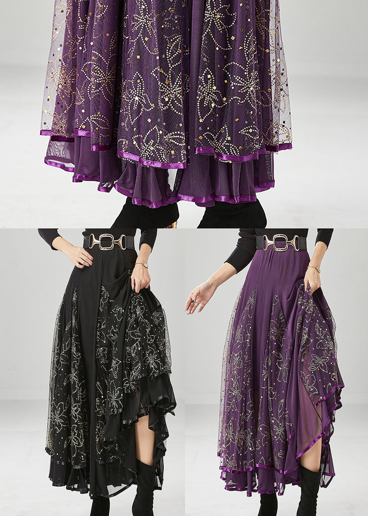 Purple Patchwork Tulle Skirts Exra Large Hem Fall