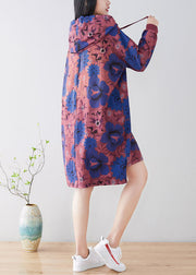 Purple Print Patchwork Cotton Hooded Coat Spring