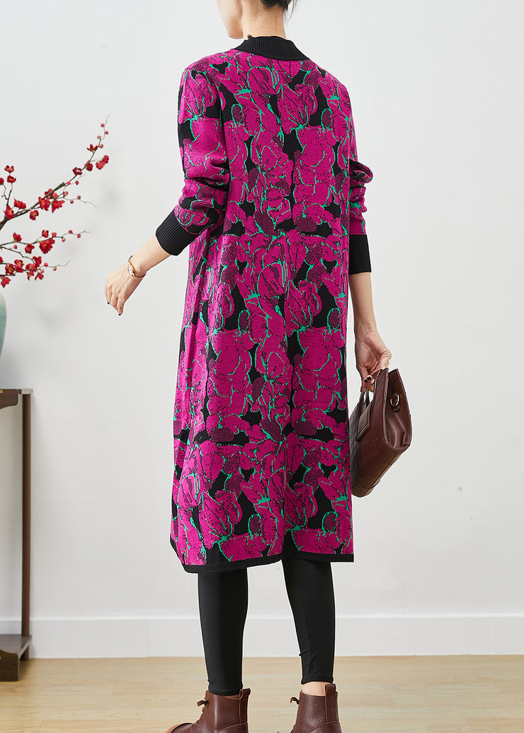 Purple Print Silm Fit Knit Robe Dresses Give Scarf Fall