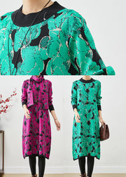 Purple Print Silm Fit Knit Robe Dresses Give Scarf Fall