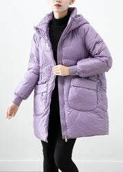 Purple Warm Fine Cotton Filled Parkaer Oversized Pockets Winter