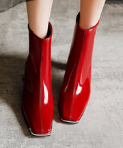 Red Boots Chunky Cowhide Leather Beautiful Soft Splicing
