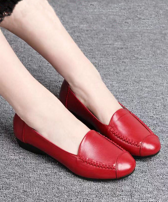 Red Casual Soft Penny Loafers Faux Leather 2024 Splicing