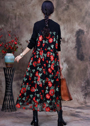 Red Knit Patchwork Long Dress Asymmetrical Spring