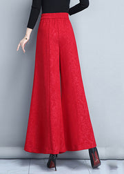 Red Patchwork Draping Flared Trousers Spring