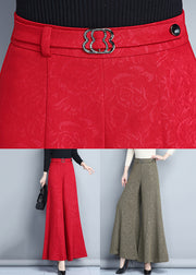 Red Patchwork Draping Flared Trousers Spring