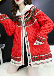 Red Pockets Patchwork Cozy Thick Coat Peter Pan Collar Winter