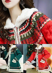 Red Pockets Patchwork Cozy Thick Coat Peter Pan Collar Winter