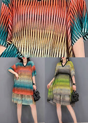 Red Striped Print Cotton Women Sets Two Pieces Low High Design Summer