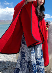 Rote Kaschmir-Strickjacke mit seitlichem V-Ausschnitt und langen Ärmeln