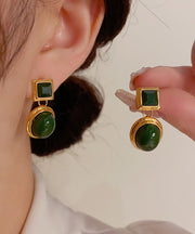 Regular Black Copper Overgild 14K Gold Geometric Oil Drip Drop Earrings